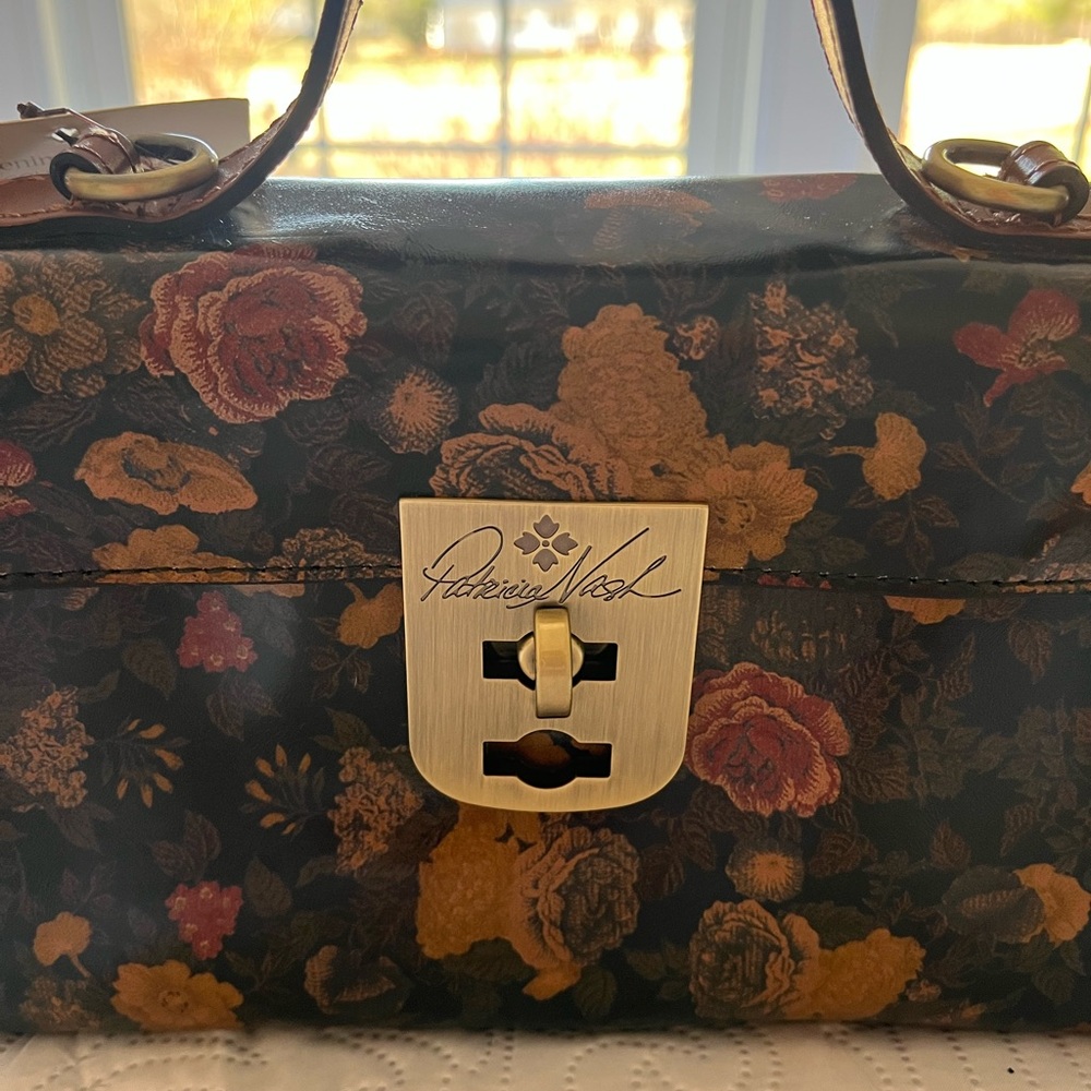Patricia Nash Dark Floral Top-Handle Satchel with Brushed-Gold Hardware - Picture 2 of 4
